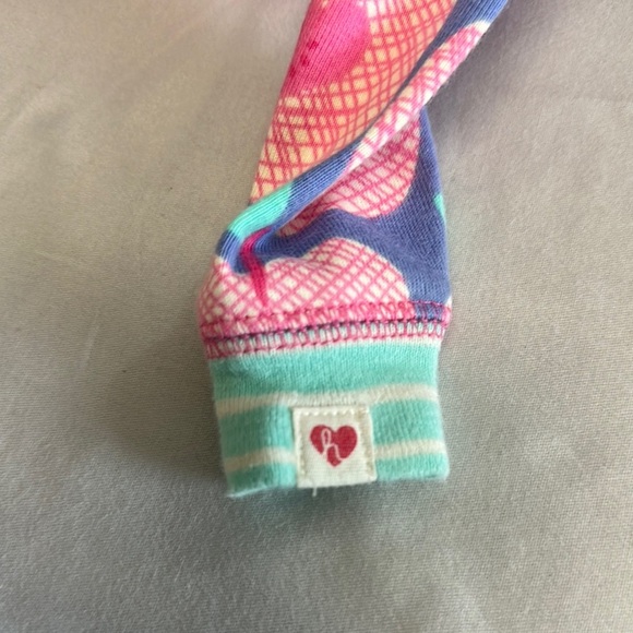 Hatley LIKE NEW Pink and Blue Apple Print Footie sleeper/Romper - Picture 4 of 4